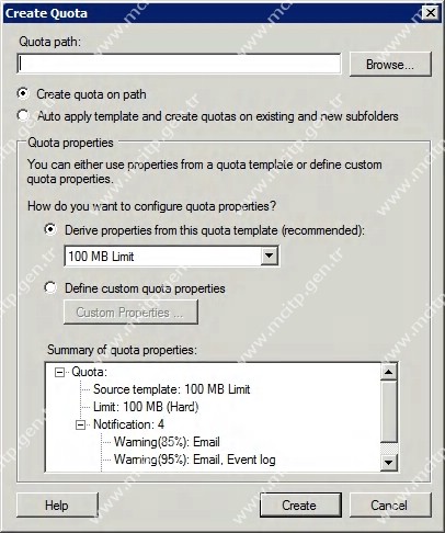 Genel Windows Server 2008 Disk Kotaları Bölüm2